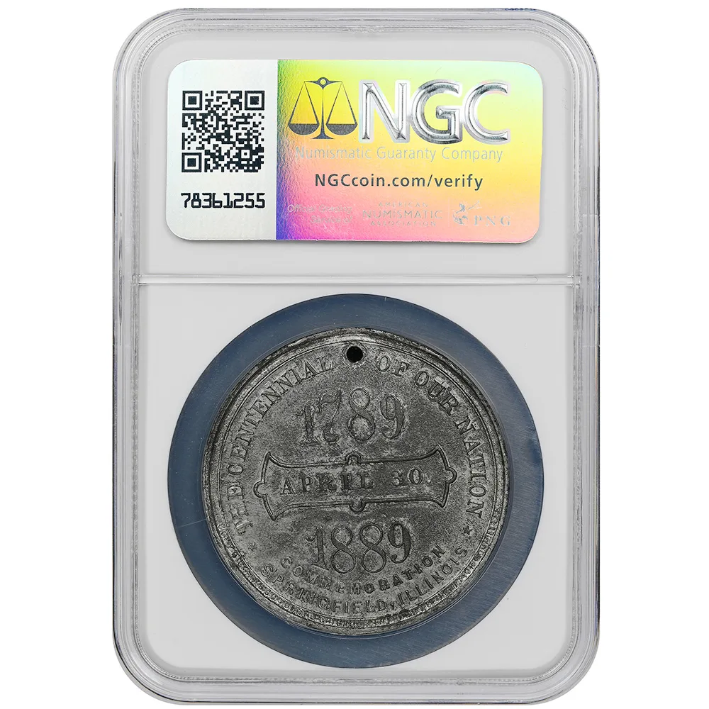 1889 GW-1078 White Medal Centennial Of Our Nation Springfield, IL NGC MS 62 - Image 2