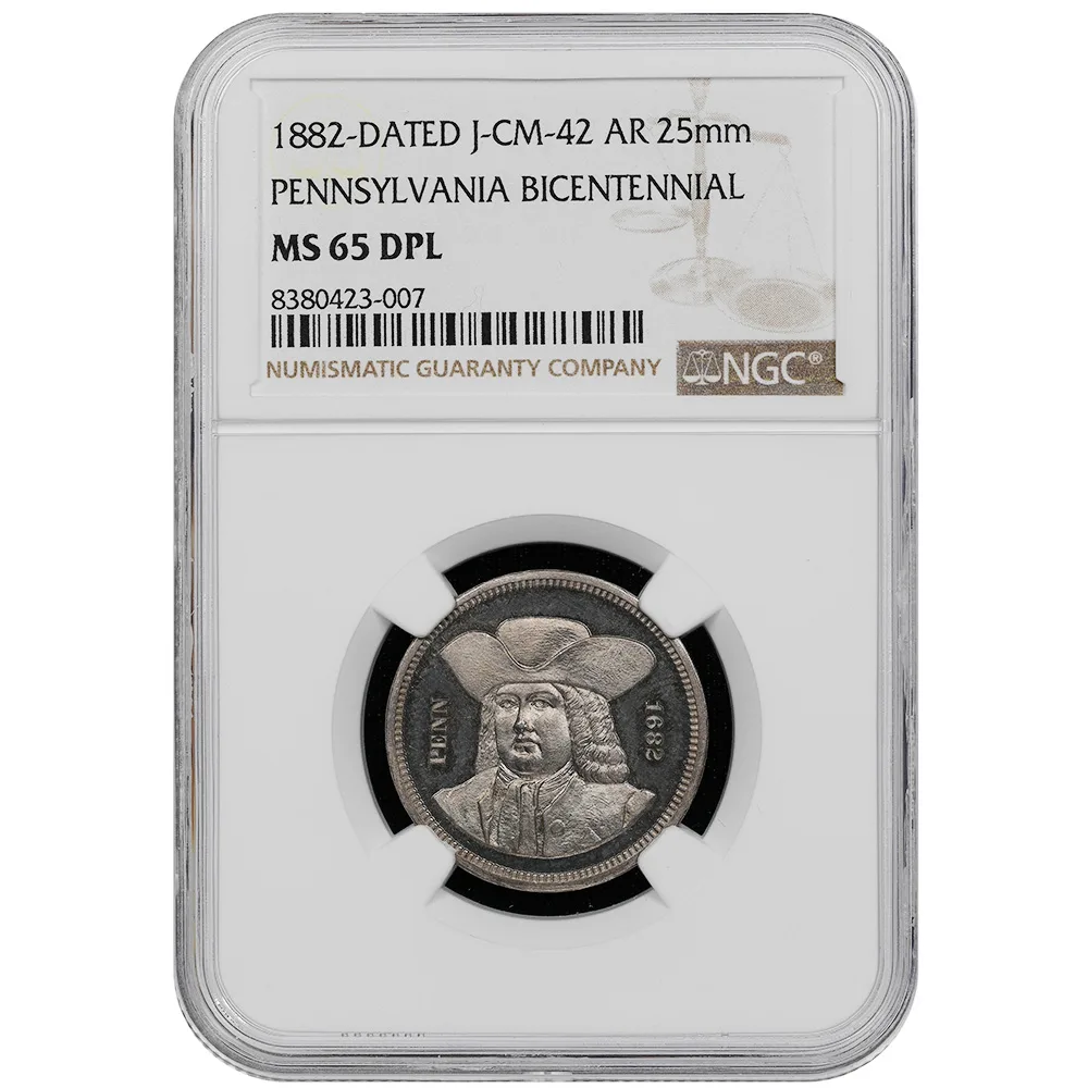 1882-DATED J-CM-42 AR 25mm Pennsylvania Bicentennial