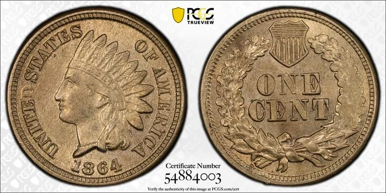 1864 Indian Head Cent PCGS MS 62 Copper- Nickel - Image 2