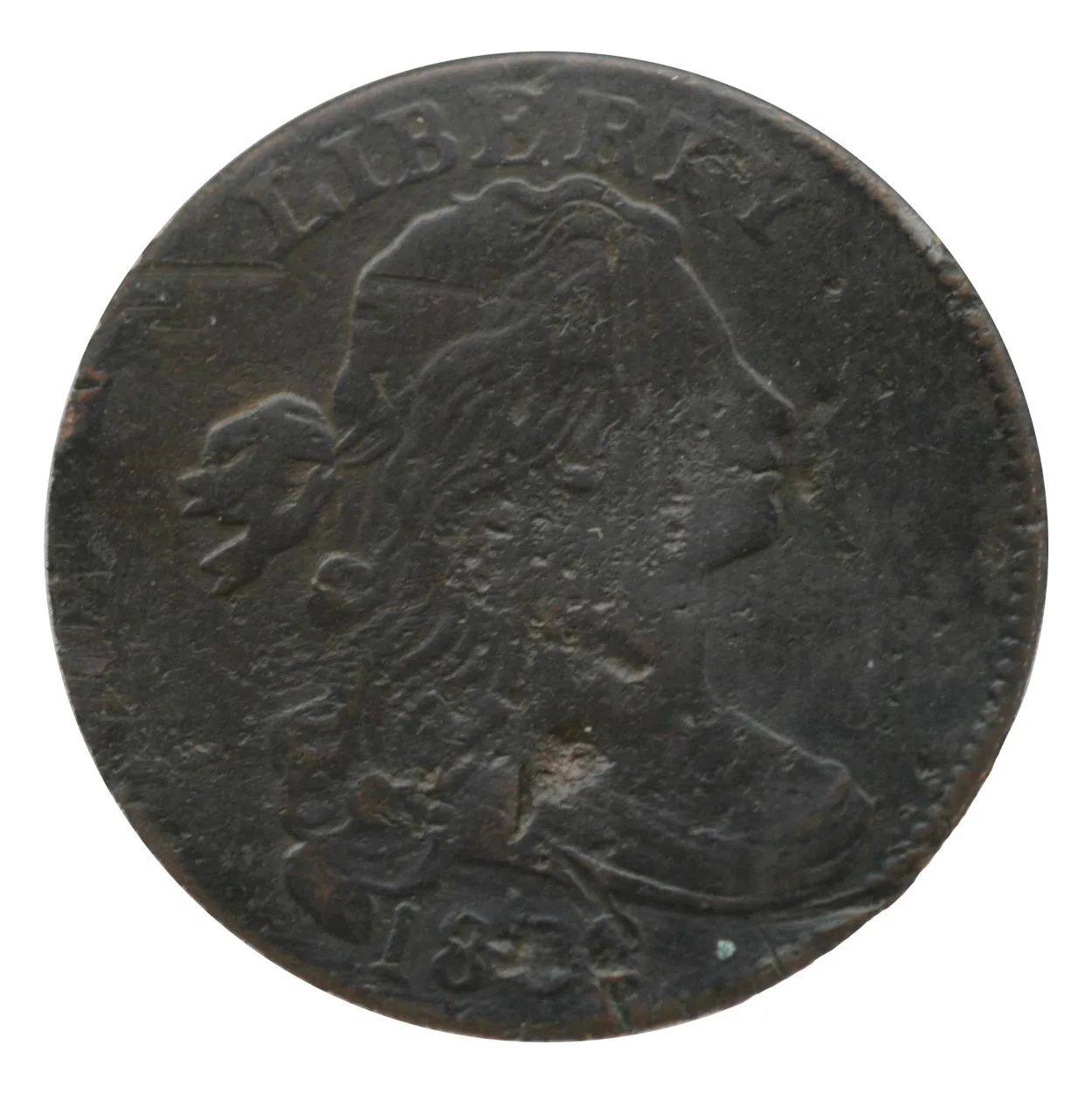 1802 1C Large Cent ANACS F12 Details- Heavily Damaged Corroded