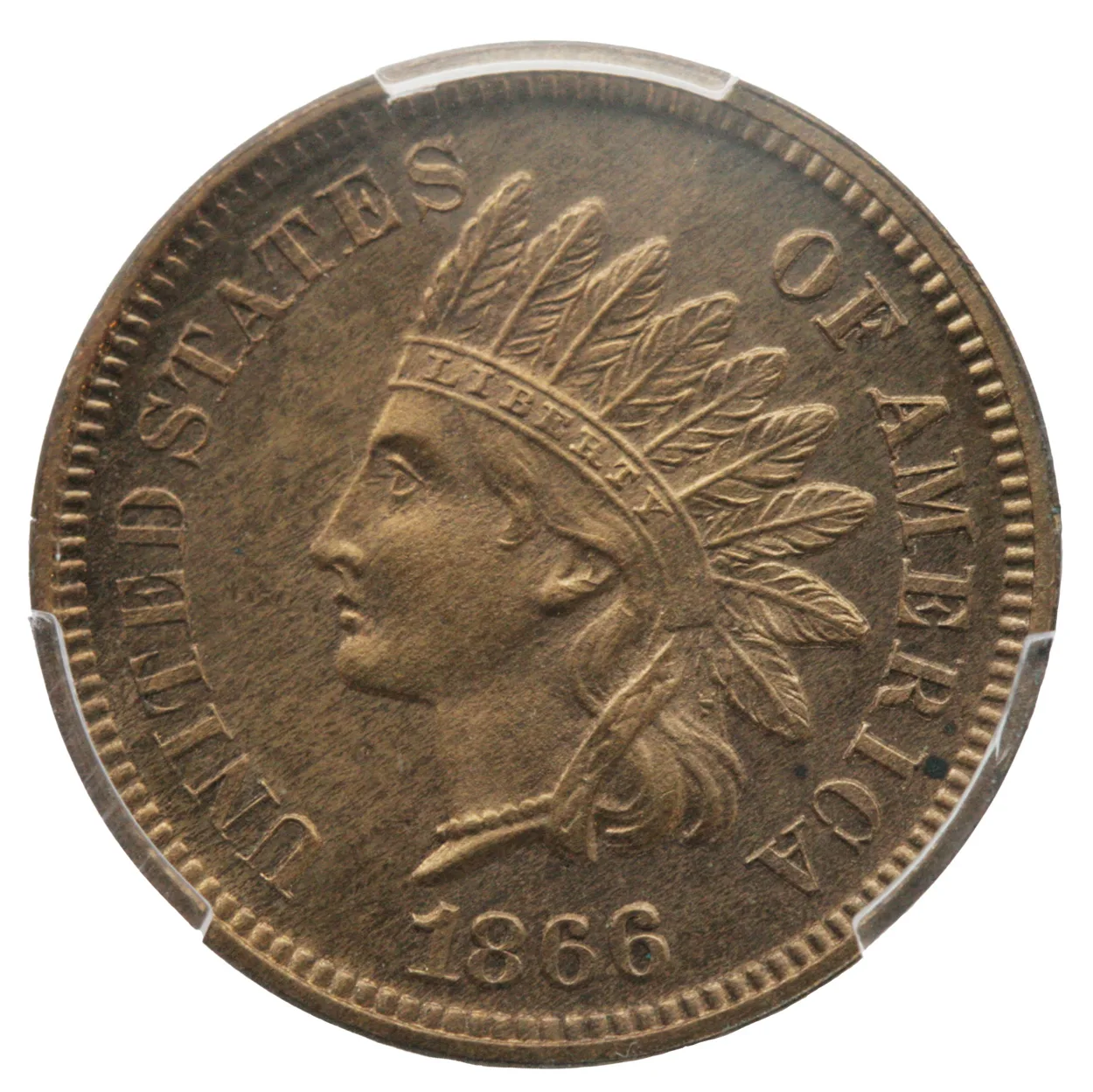 1866 Indian Head Cent PCGS PR64 RB