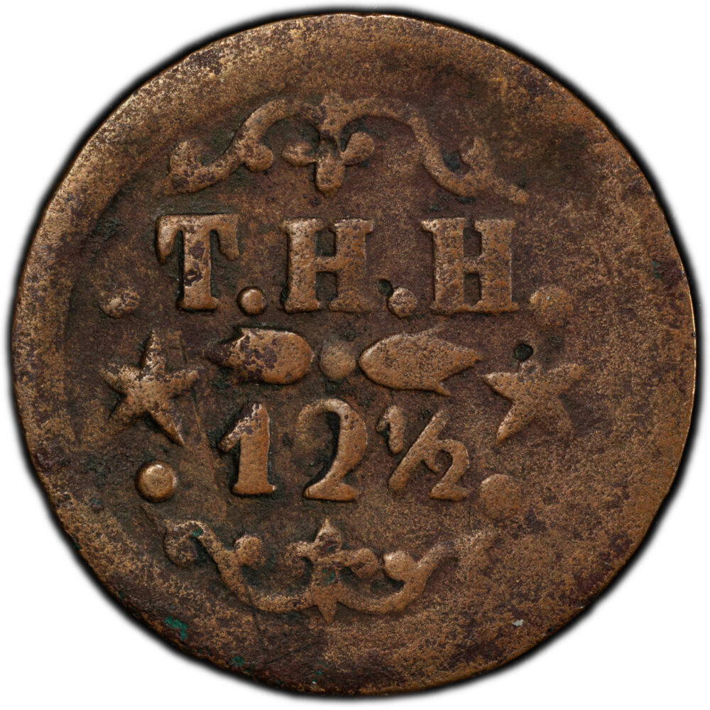 1879 Thomas Hobron Kahului-Wailuku 12 1/2 Cent Railroad Token, 6/2 Stars F12 PCGS Medcalf 2TE-8 - Image 2