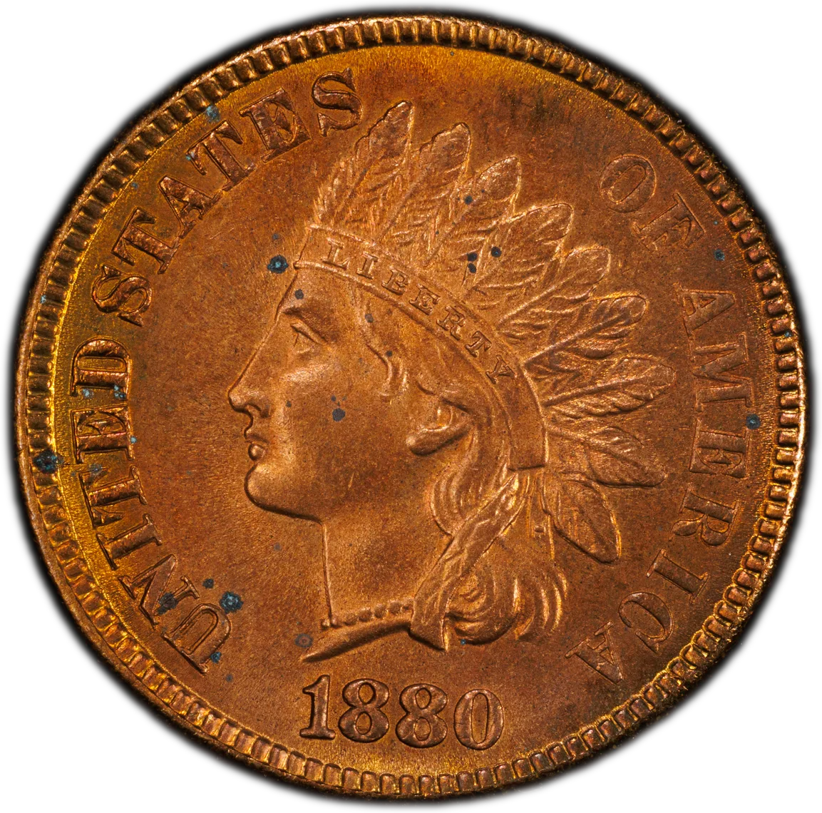 1880 Indian Head Cent PCGS UNC Detail- Genuine Questionable Color