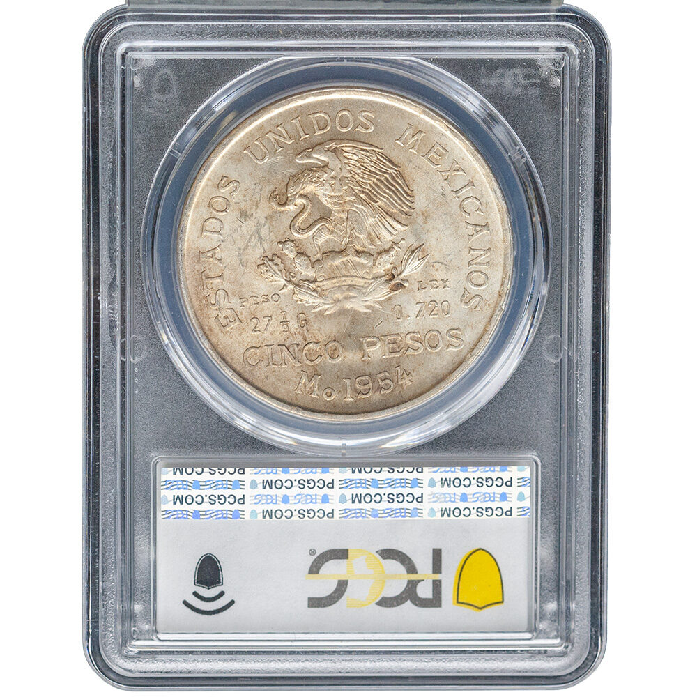 1954-Mo Mexico Hidalgo 5 Peso PCGS MS63 - Image 2