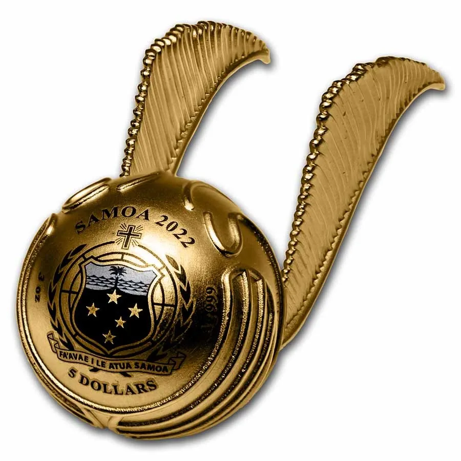 2022 Samoa 3 oz Silver Harry Potter 3D Golden Snitch - Image 3