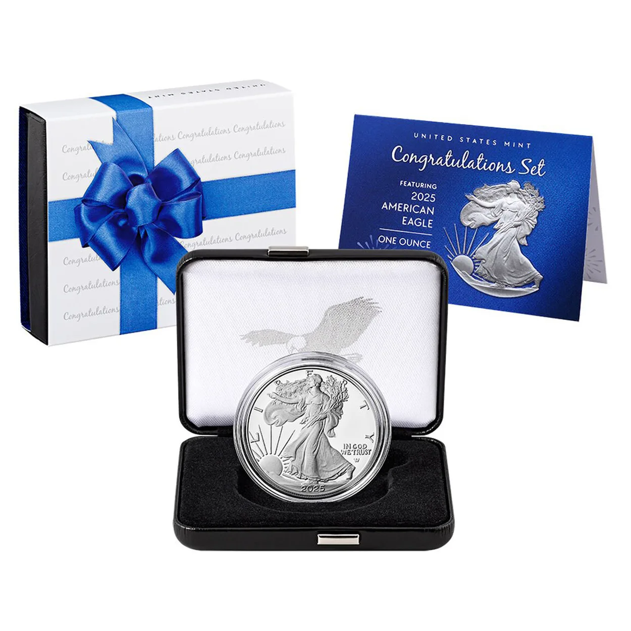 2025-W $1 American Silver Eagle Coin Congratulations Set (w/Box & COA)