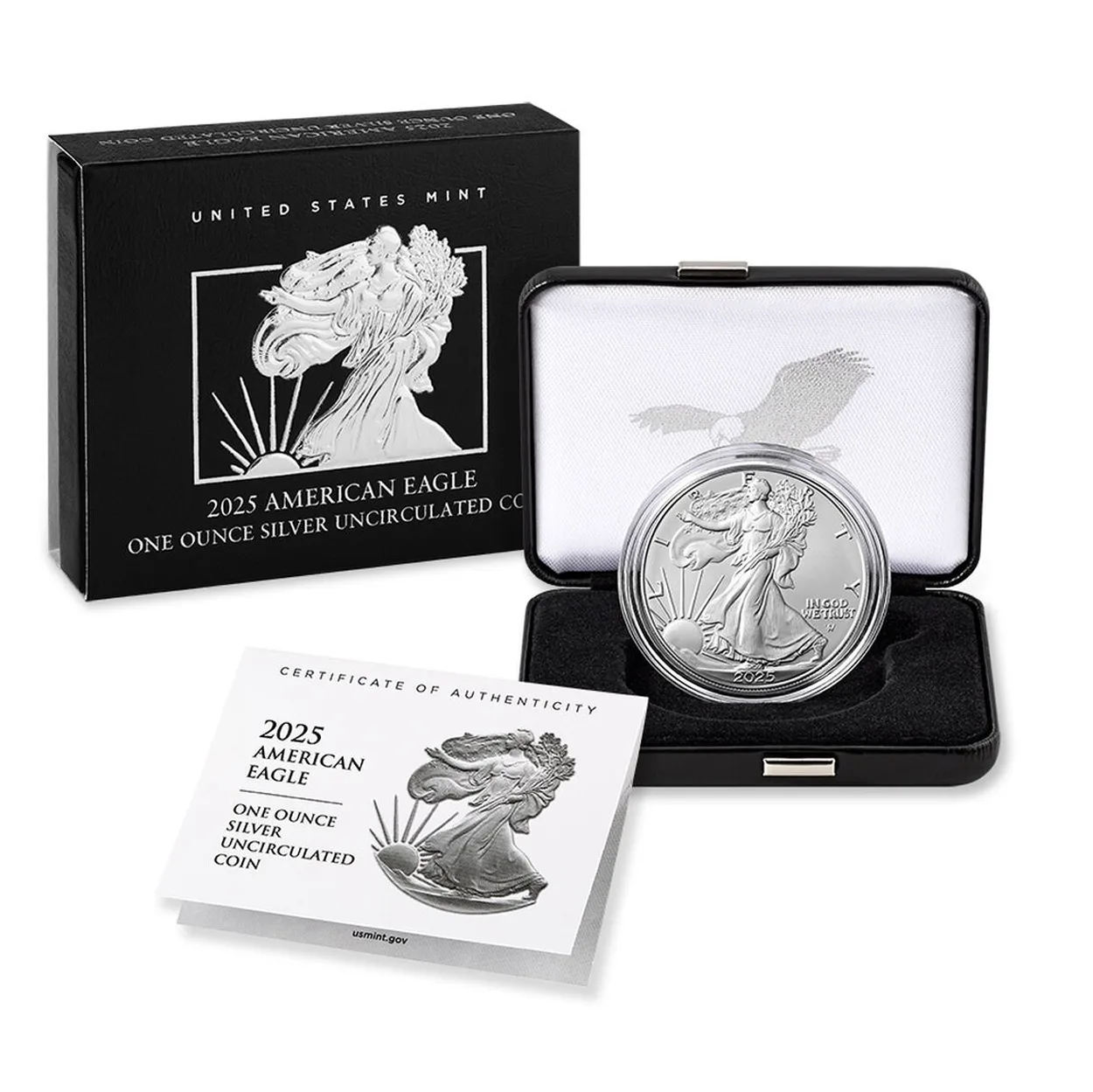 2025-W $1 American Silver Eagle Coin- UNC with box