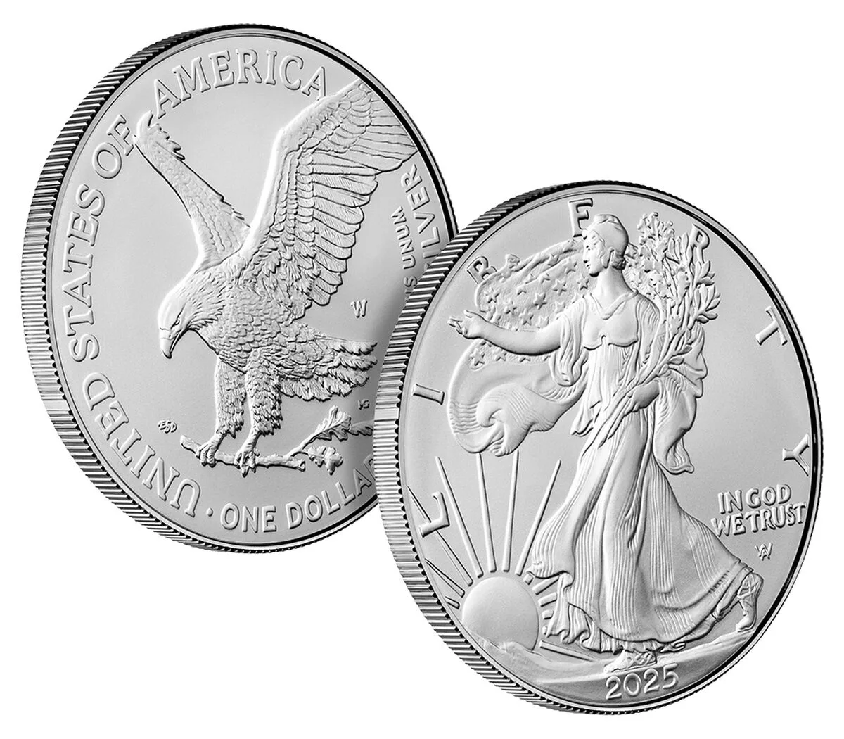 2025-W $1 American Silver Eagle Coin- UNC front and back