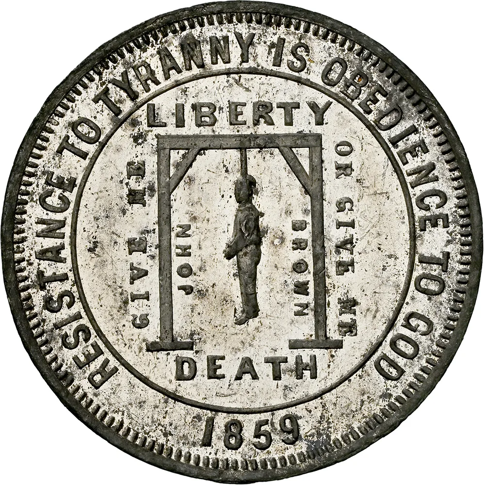 1859 John Brown Political White Medal 31mm DEWITT-SL-1859-1 NGC MS 61 PL