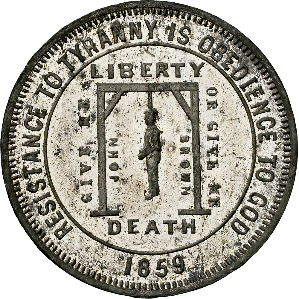 1859 John Brown Political White Medal 31mm DEWITT-SL-1859-1 NGC MS 61 PL