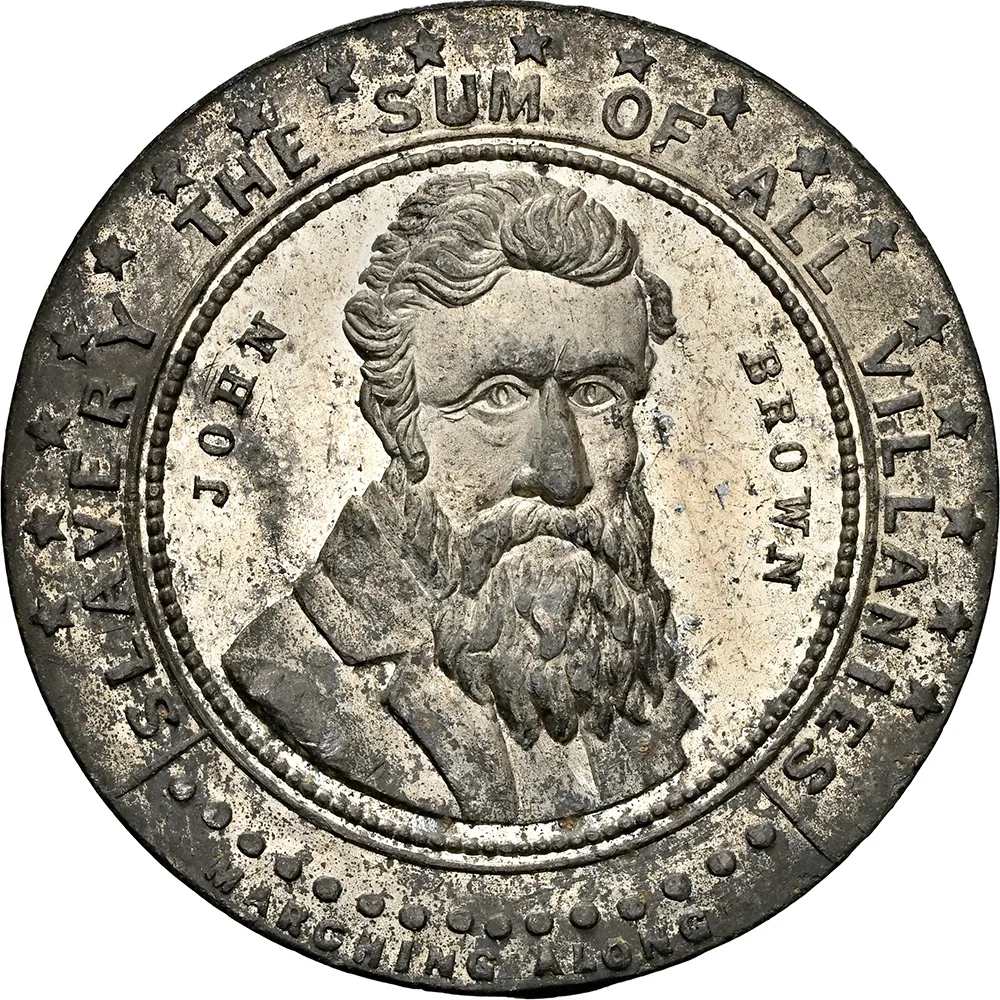 1859 John Brown Political White Medal 31mm DEWITT-SL-1859-1 NGC MS 61 PL