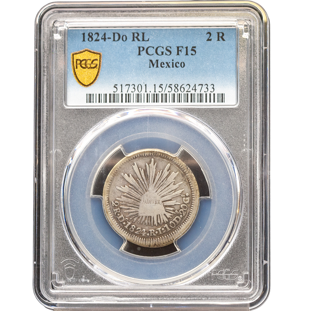 1824-Do RL Mexico 2 Reales Hookneck PCGS Fine 15