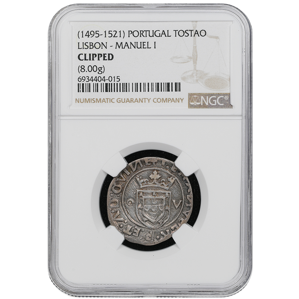 1495-1521 Portugal Tostao Lisbon - MANUEL I NGC Clipped