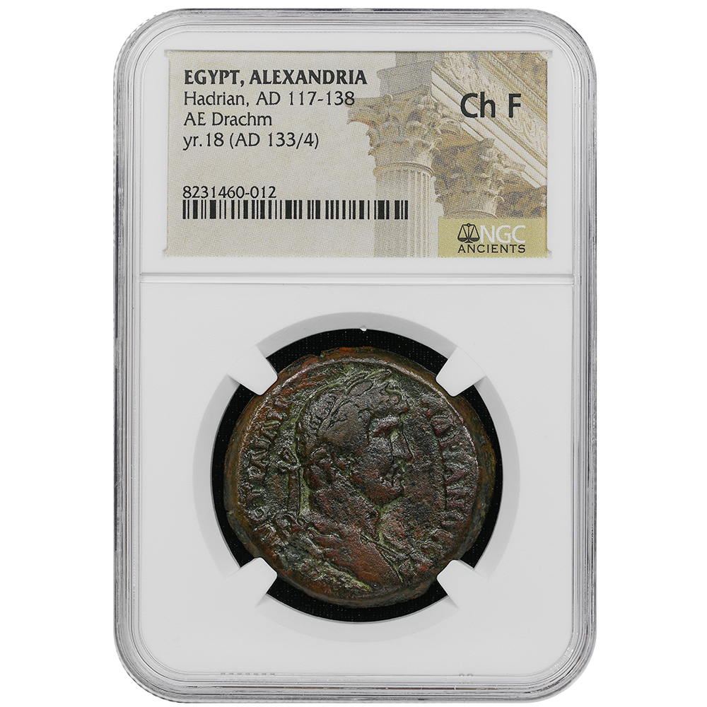 Egypt Alexandria Hadrian AE Drachm RPC III-5893 AD 133-134 NGC CH F