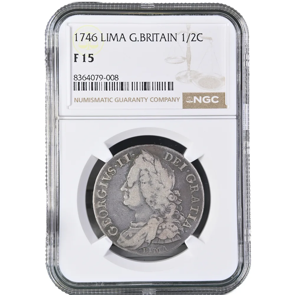 1746 Great Britain 1/2 Half Crown S-3695A LIMA George II NGC Fine 15