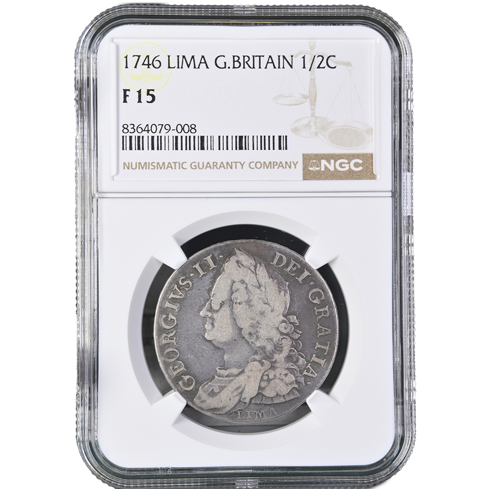 1746 Great Britain 1/2 Half Crown S-3695A LIMA George II NGC Fine 15