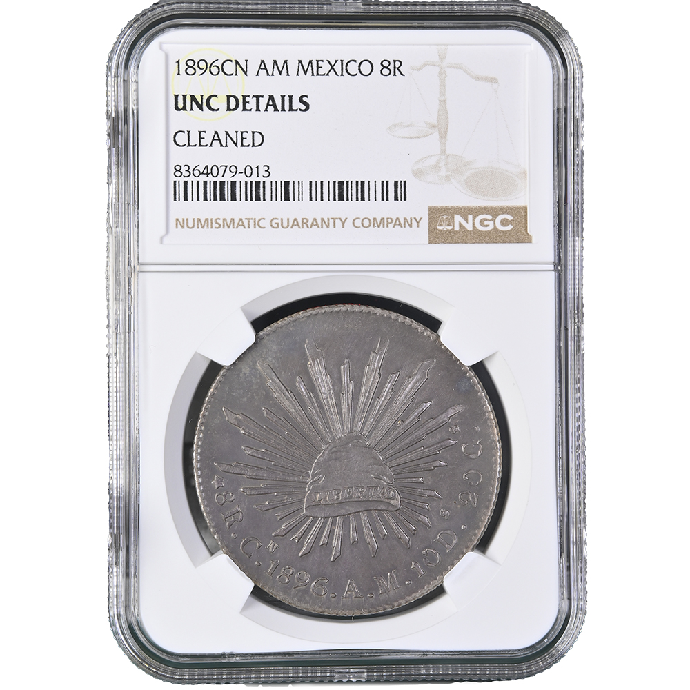 1896-CN|AM Mexico 8 Reales NGC UNC Details