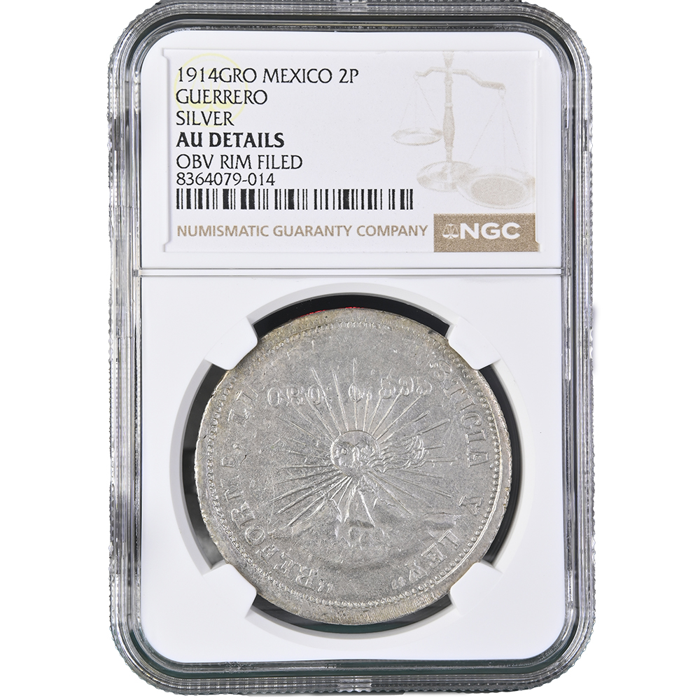 1914 Mexico Dos-Peso Guerrero Silver NGC AU Details