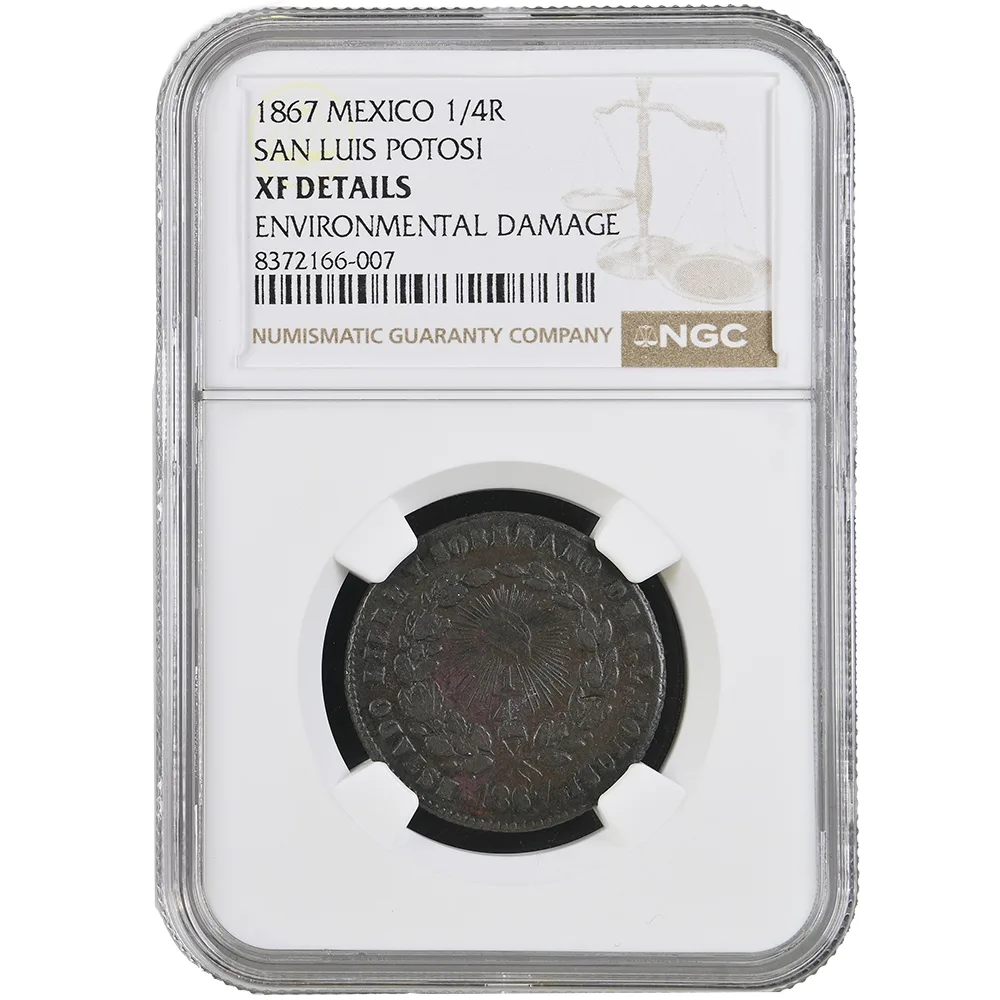 1867 San Luis Potosi Mexico 1/4 Real NGC XF Details