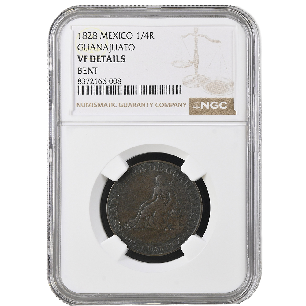 1828 Guanajuato Mexico 1/4 Real NGC VF Details