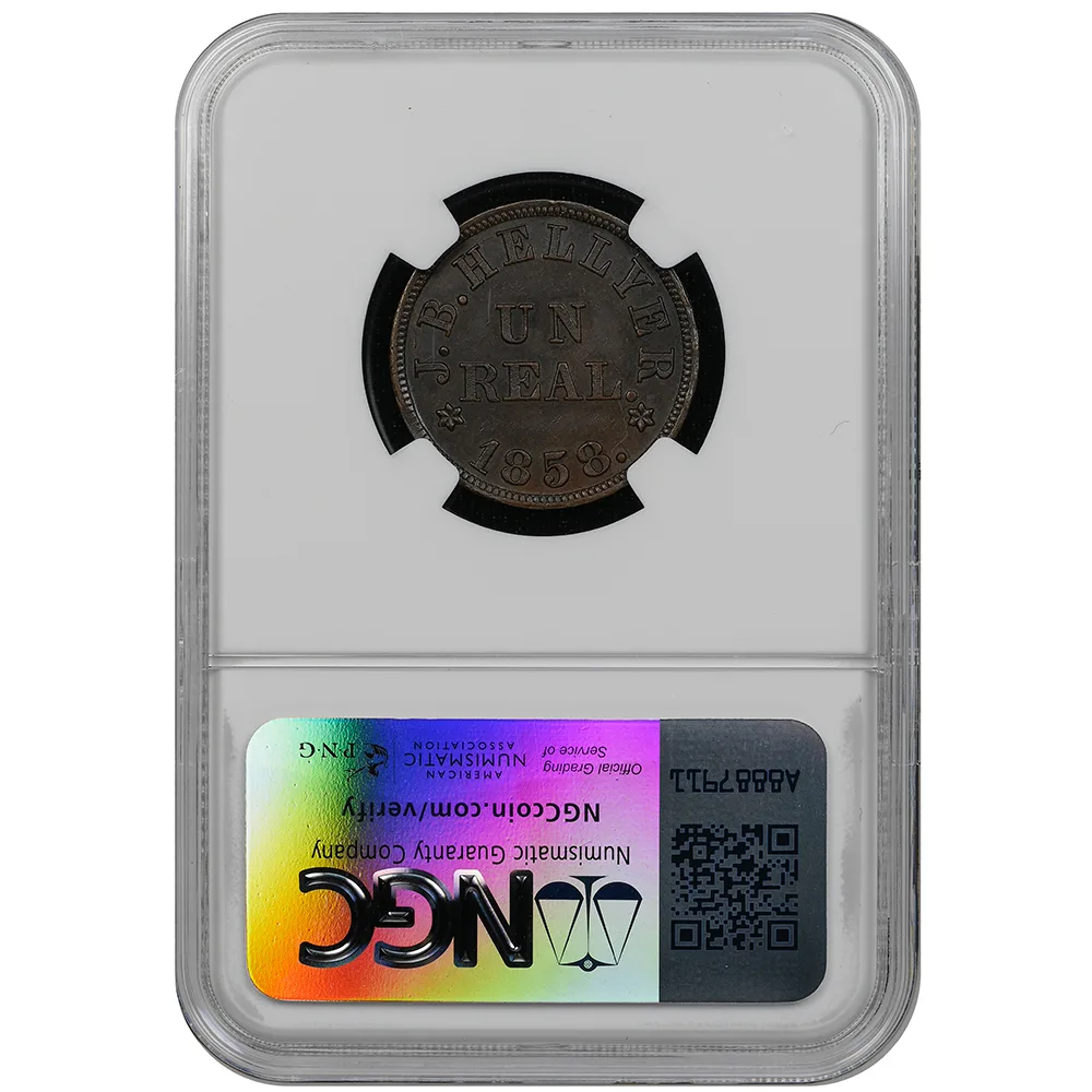 1858 Venezuela Real R-YCY-3 Cocorote J.B. Hellyer NGC AU 58