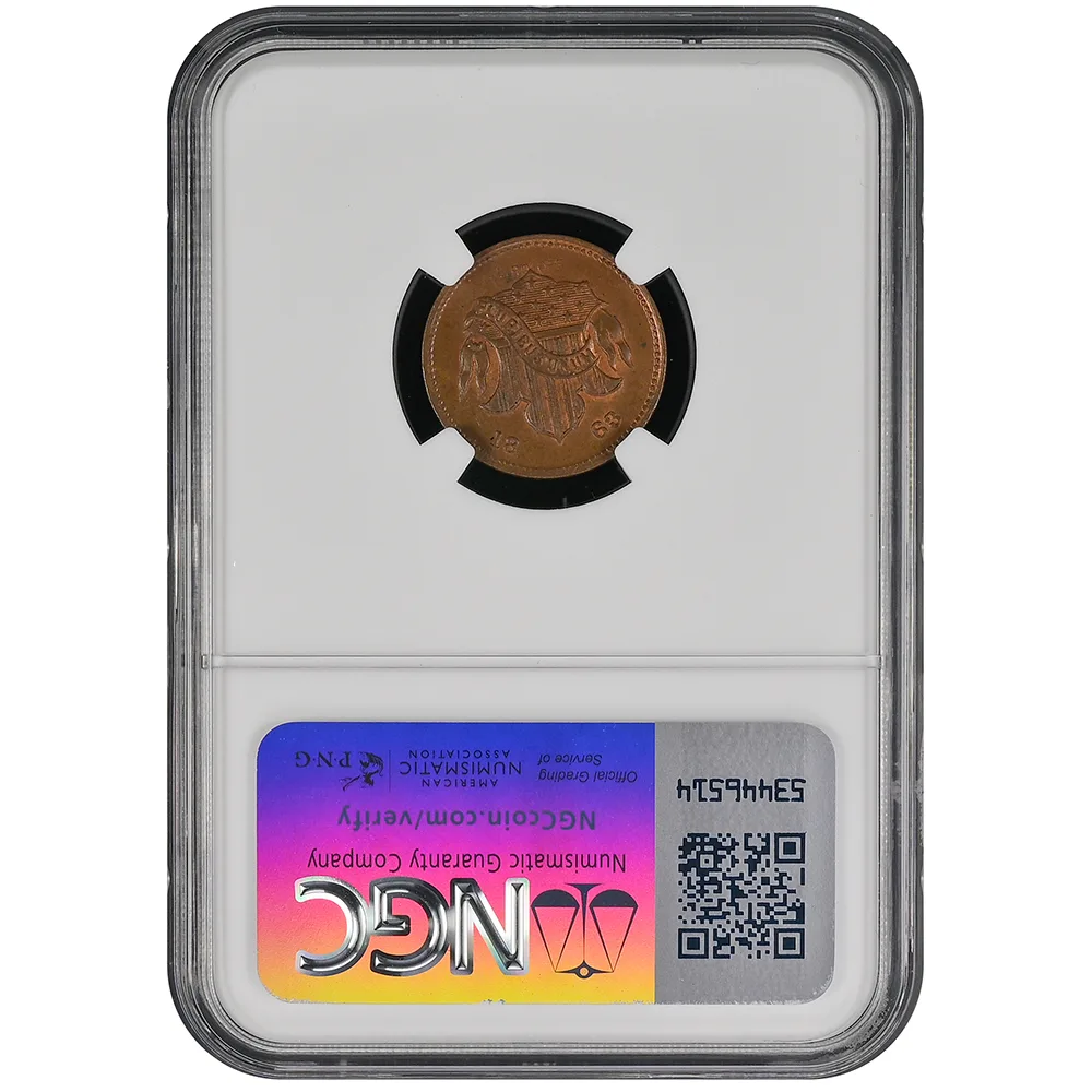 1863 Token F-630BS-2a Staudinger's NY NGC MS 64 BN