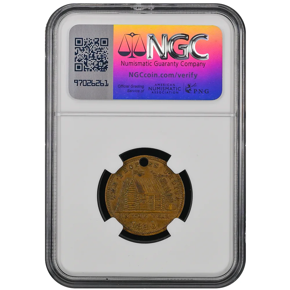 1840 William Henry Harrison Political Medal DeWitt-WHH 1840-55 Brass NGC AU 58