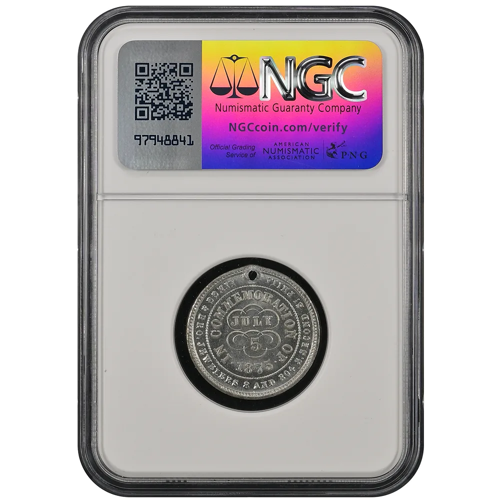 1876 Token Lingg & Bro. Jewelers Philadelphia, PA Rulau-Pa-Ph-243 White Metal 23mm NGC MS 64