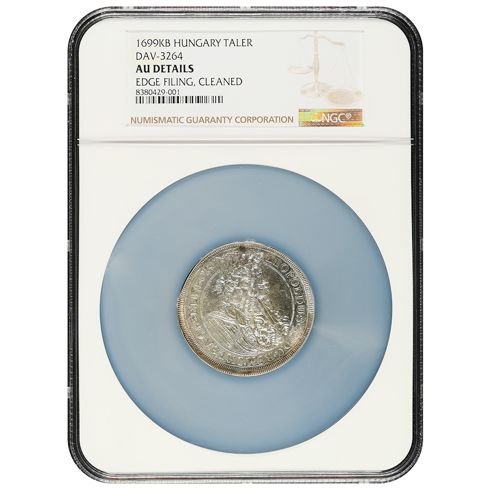 Hungary Leopold I Silver 1699 KB Thaler NGC AU KM# 214.8