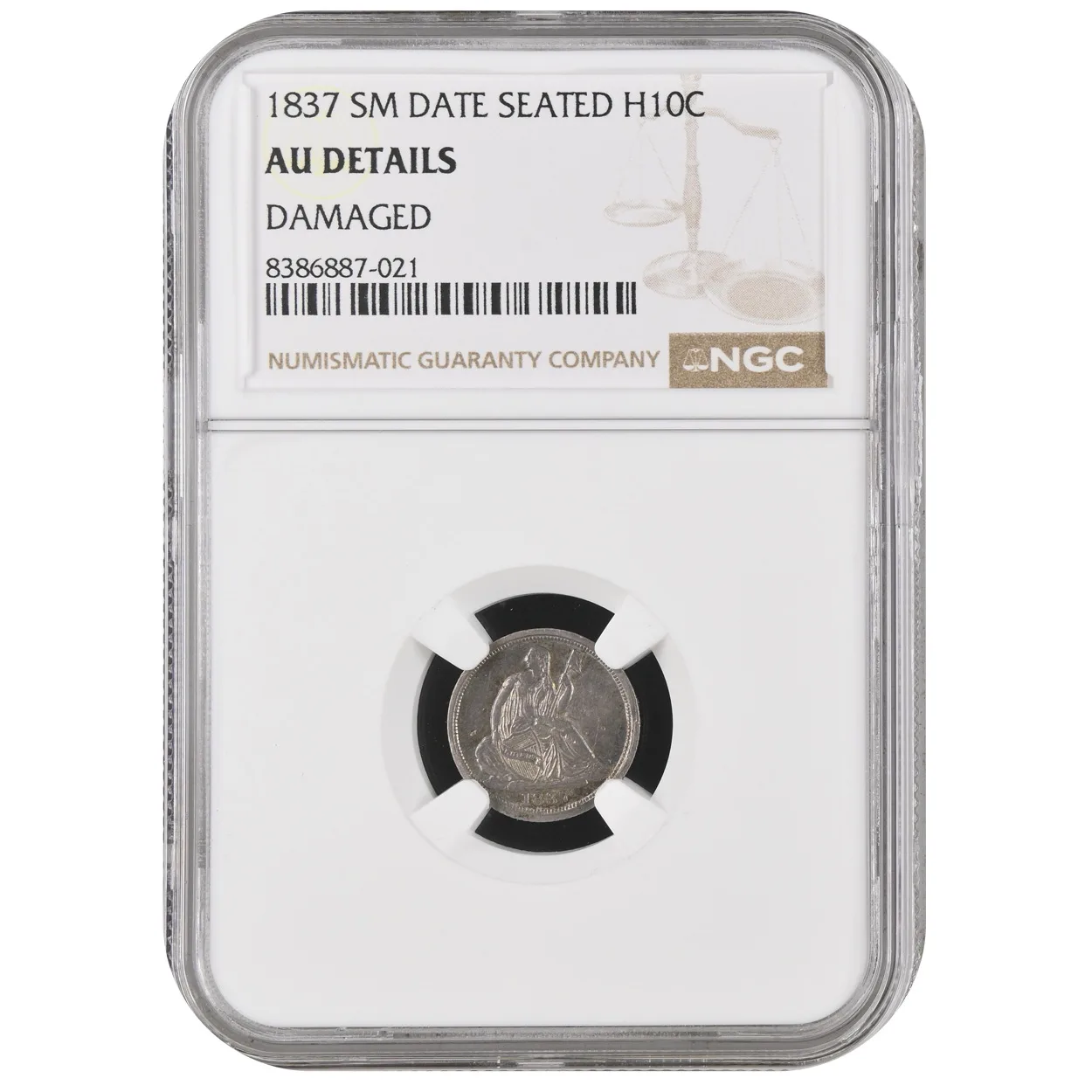 1837 Sm Date 10C Liberty Seated NGC AU Details Damaged