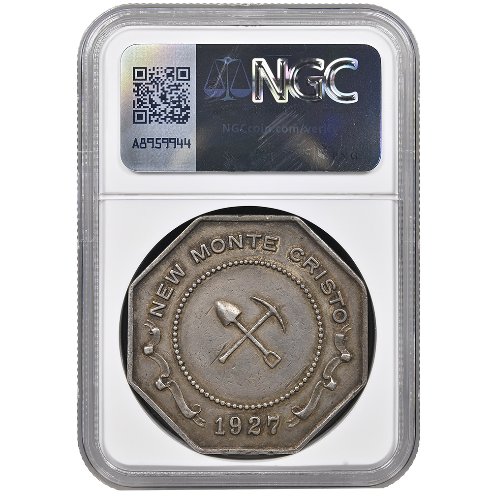 1927-Dated Silver J-927 C.C. Julian New Monte Cristo Slug NGC AU 50