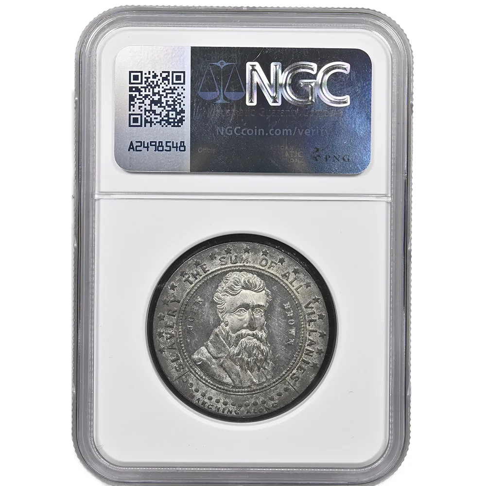 1859 John Brown Political White Medal 31mm DEWITT-SL-1859-1 NGC MS 61 PL