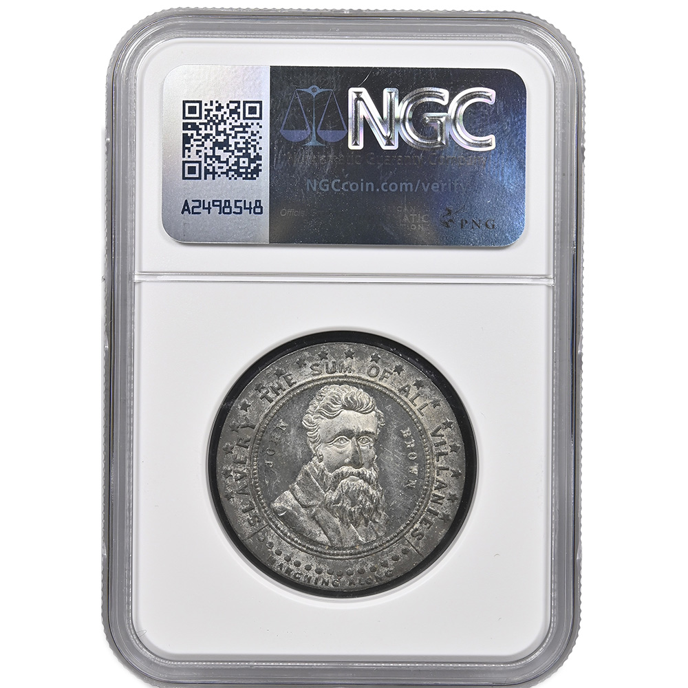 1859 John Brown Political White Medal 31mm DEWITT-SL-1859-1 NGC MS 61 PL