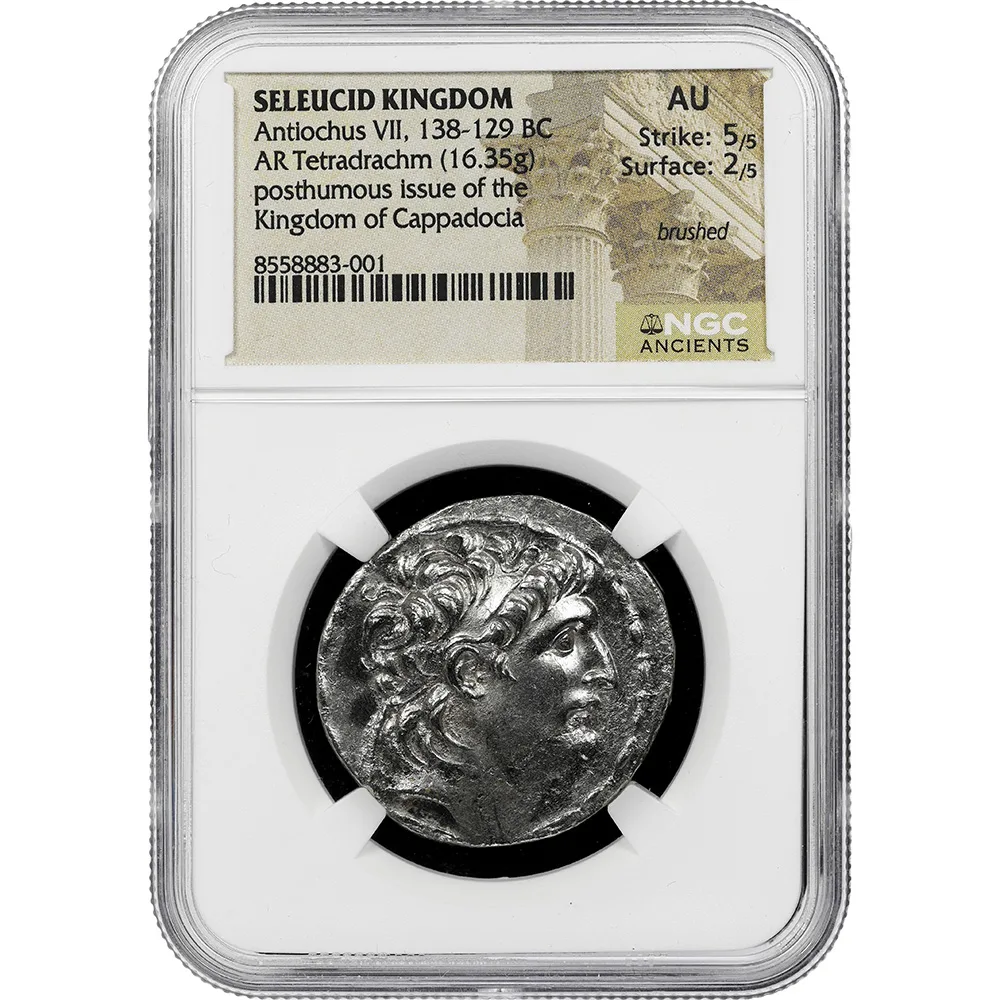 139-129 BC Seleucid Kingdom Antiochus VII Posthumous AR Tetradrachm NGC F