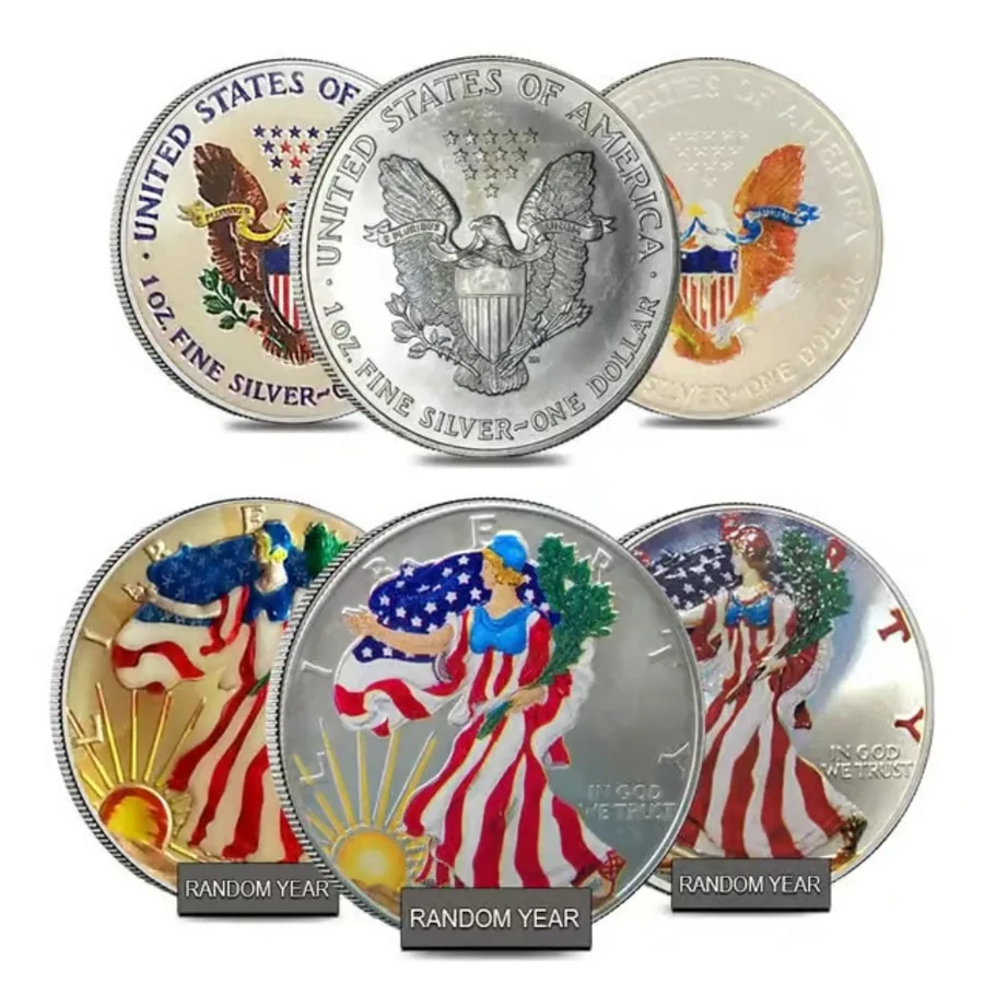 1 oz Silver American Eagle $1 Colorized Coin (Random Year)