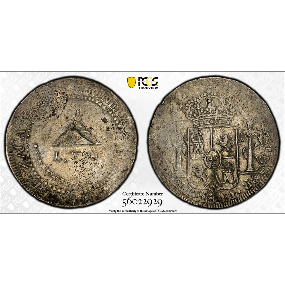 1811 Zacatecas 8 Reales LVO *Very Scarce* Z8.1.2D Mountain A PCGS XF Detail