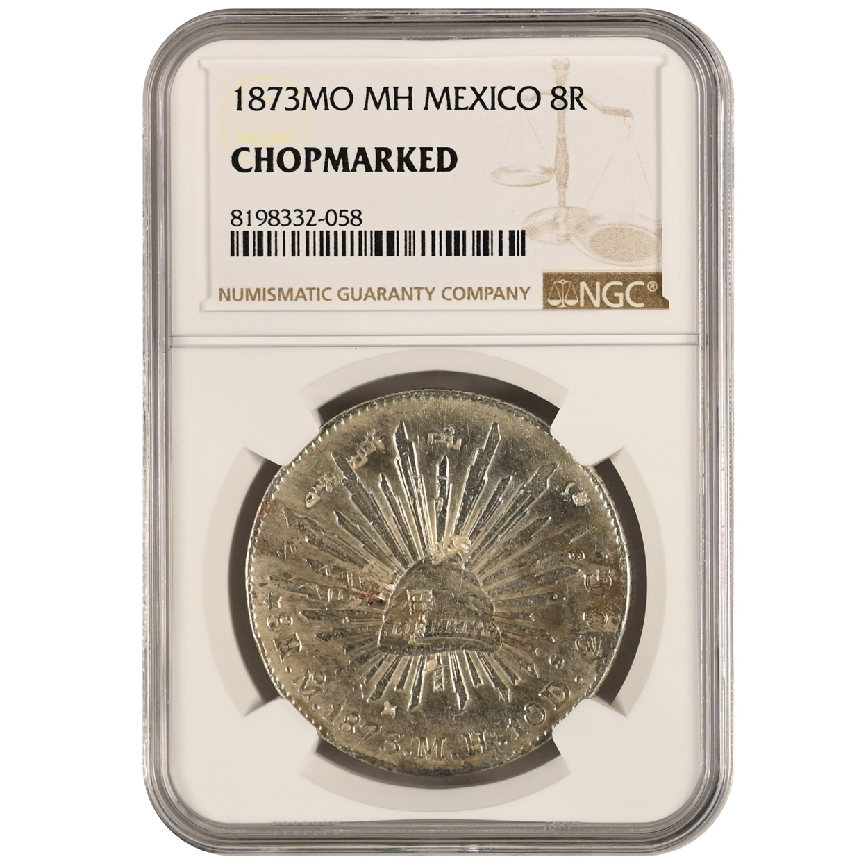 1873-MO|MH Mexico 8 Reales Chopmarked NGC