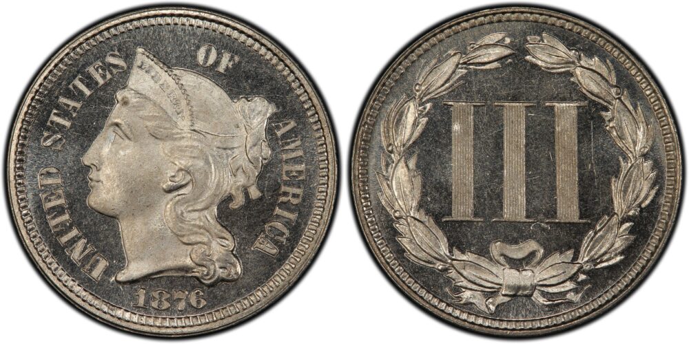 1876 3CS Three Cent Silver PCGS PR66+DCAM - Image 2