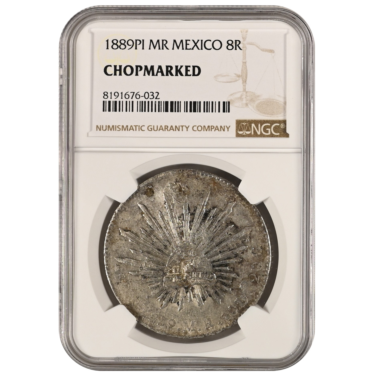 1889-PI|MR Mexico 8 Reales Chopmarked NGC