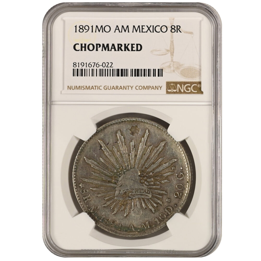 1891-MO|AM Mexico 8 Reales Chopmarked NGC