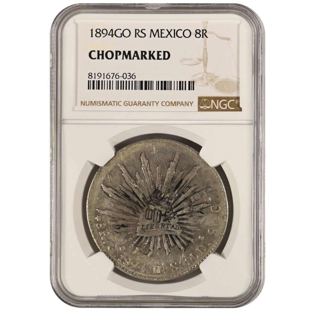 1894-GO|RS Mexico 8 Reales Chopmarked NGC