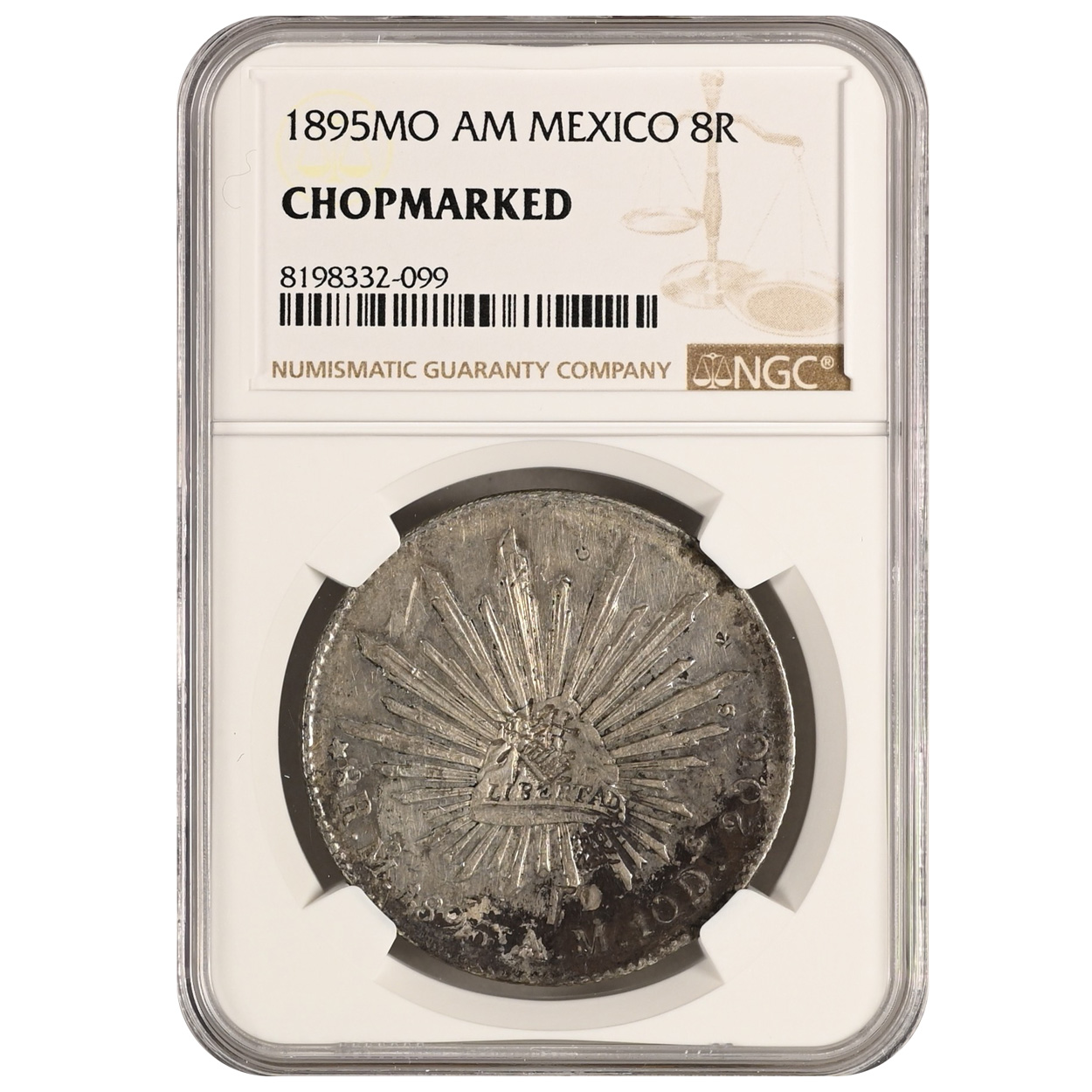 1895-MO|AM Mexico 8 Reales Chopmarked NGC