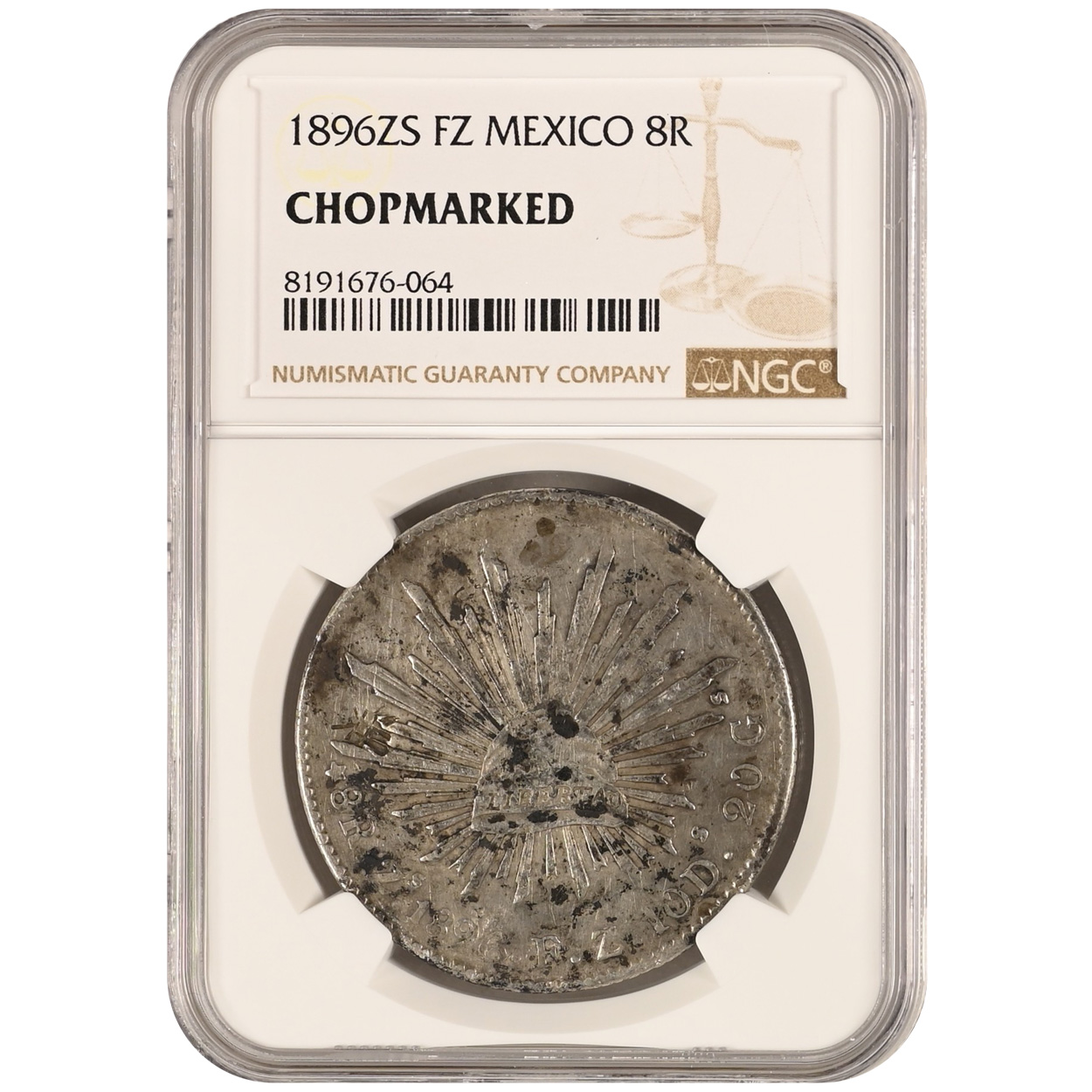 1896-ZS|FZ Mexico 8 Reales Chopmarked NGC - CV Coins