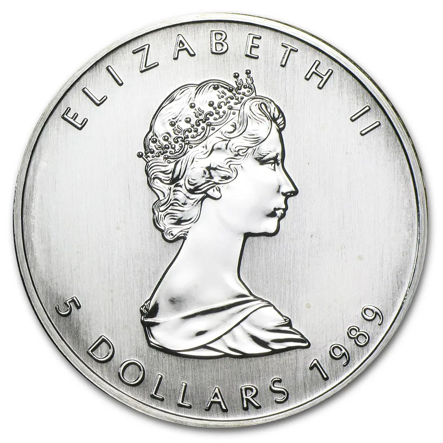 1989 1 oz Canadian Silver Maple Leaf Coin (BU) - Image 2