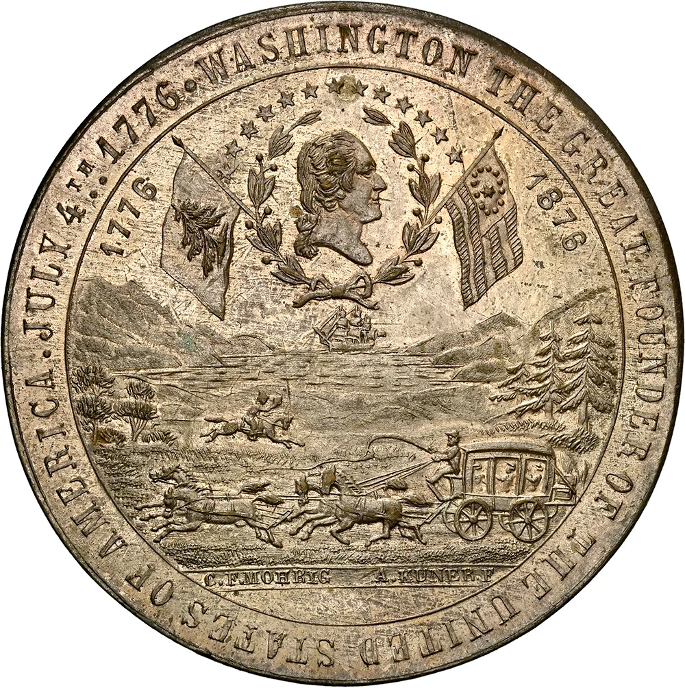 1876 California Medal UNIFACE Blank REV. Musante GW-879A Silver NGC MS 63