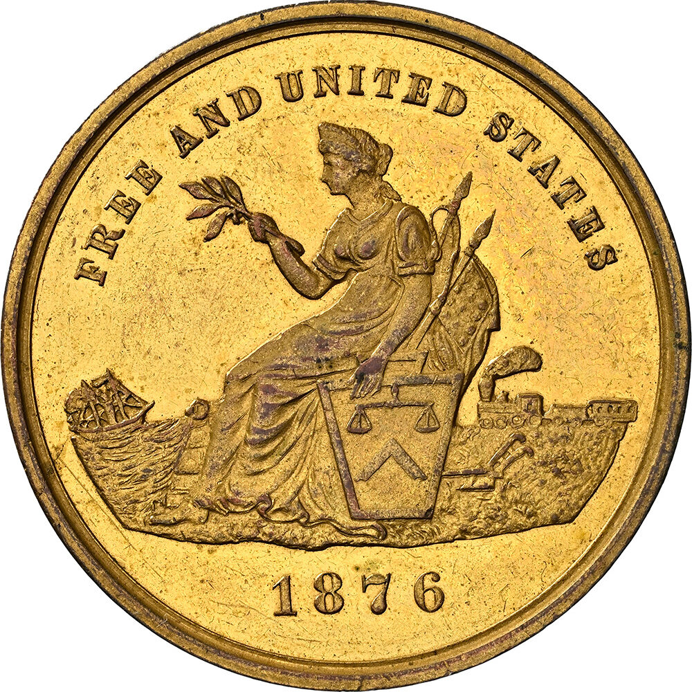 1876 Gilt Liberty Seated Dollar HK-58 U.S. Centennial Expo NGC MS 62