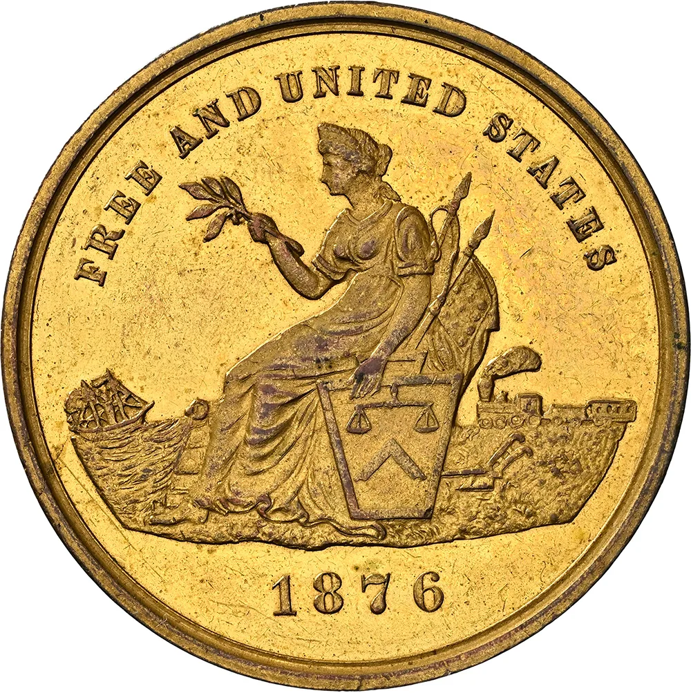 1876 Gilt Liberty Seated Dollar HK-58 U.S. Centennial Expo NGC MS 62