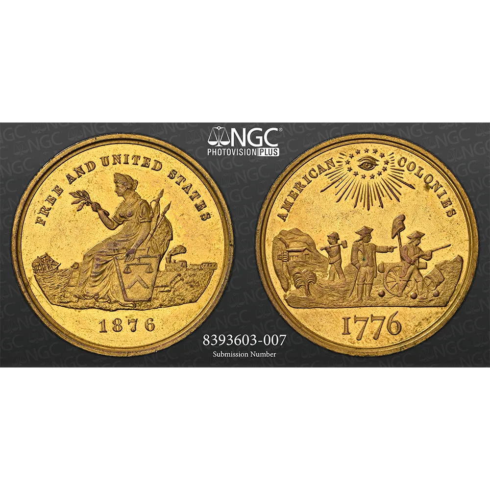 1876 Gilt Liberty Seated Dollar HK-58 U.S. Centennial Expo NGC MS 62