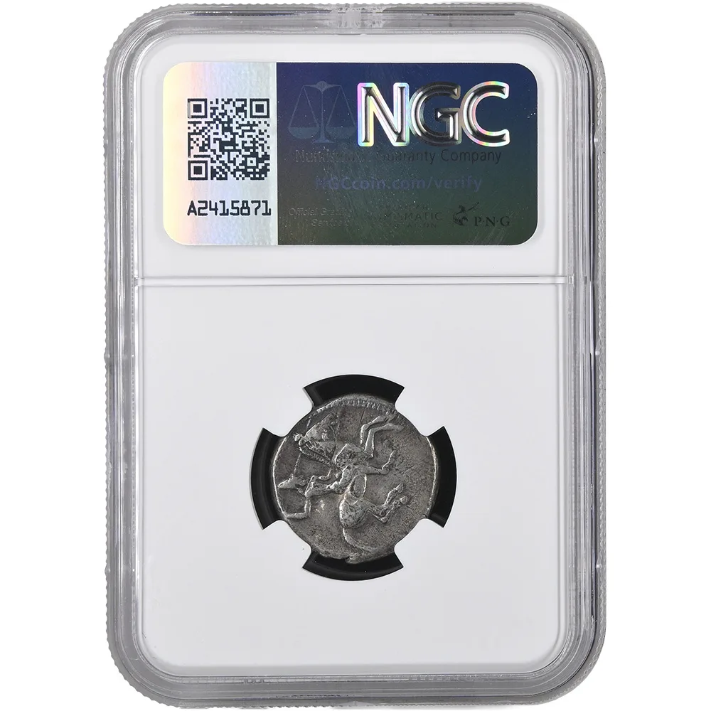490-475 BC SICILY GELA AR Didrachm Man-headed Bull/Warrior on Horseback NGC VF