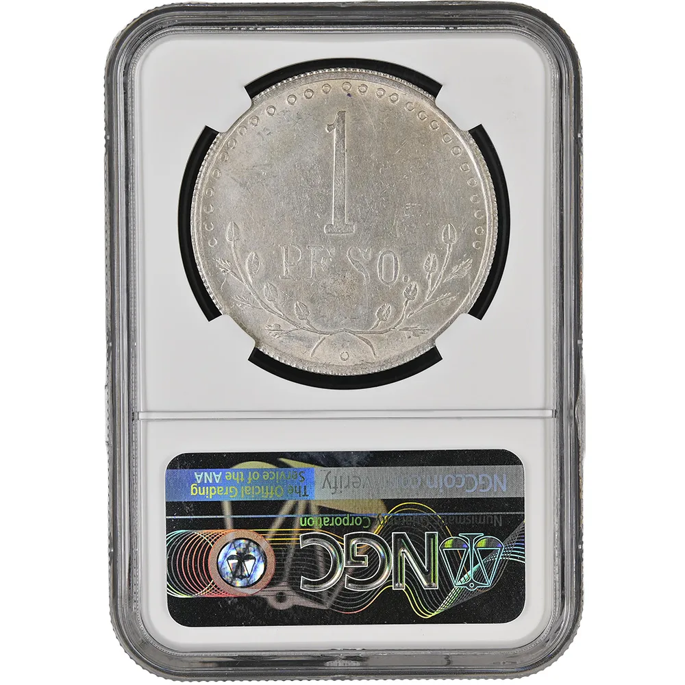1913 Mexico Chihuahua Hidalgo Del Parral Peso "1 Above Peso" NGC MS 61